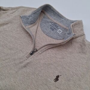 Polo Ralph Lauren 1/4 Zip Pullover Sweater XL Beige With Pony Logo